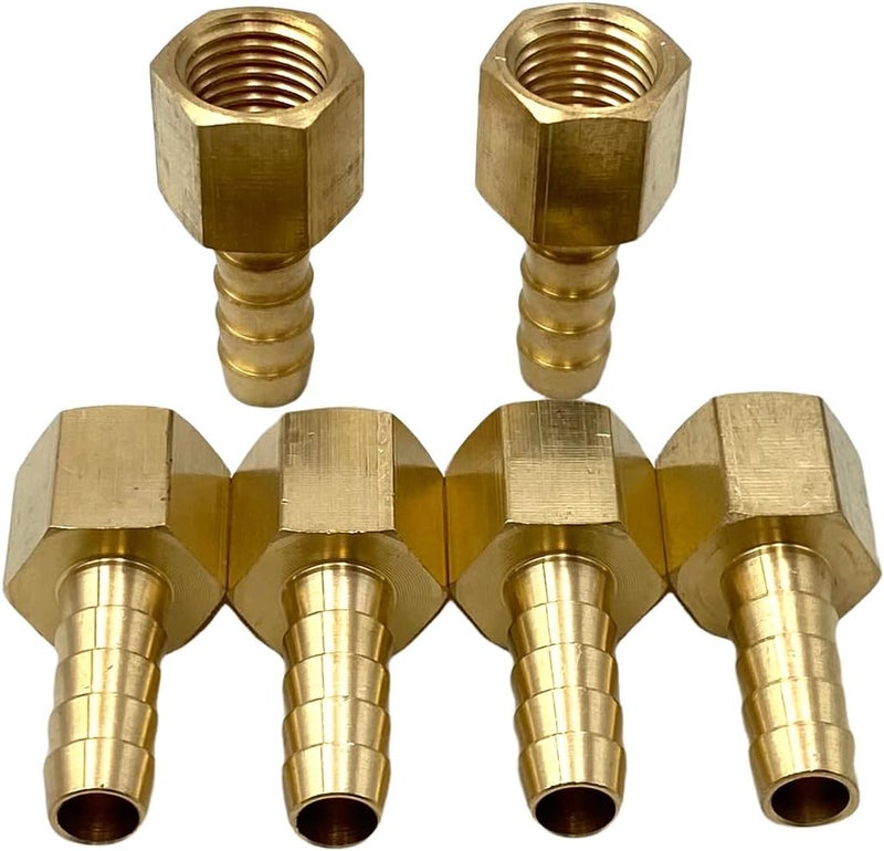 Bumugufu 6 Pcs Brass Hose Barb Fittings, 1/4 Inch NPT Female to 5/16 Inch Hose ID Barb Air Hose Fitting Adapter Connectors for Compressor, Fuel, Oil, Gas - Image 3